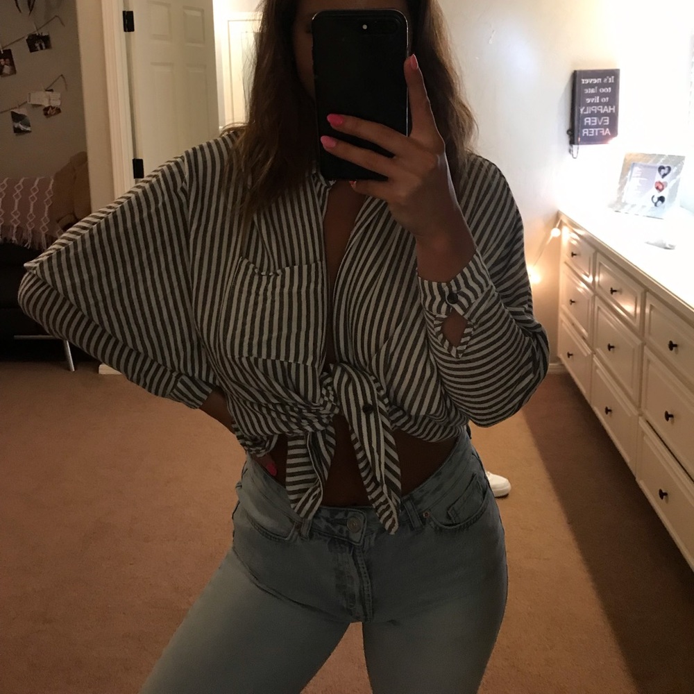 Grey & white urban outfitters button down top